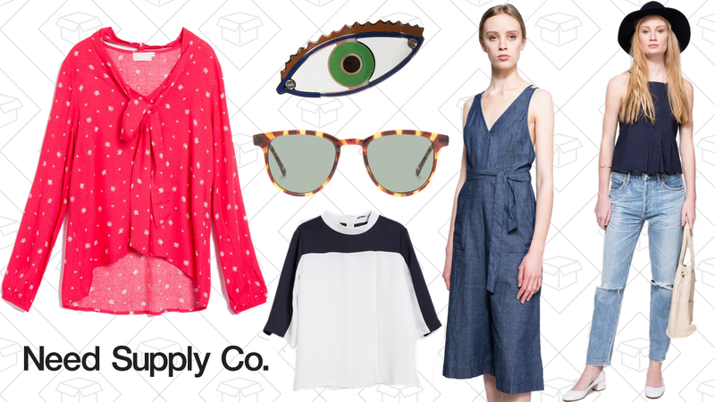 Alexa Blouse, $26 | Dream Collective Third Eye Barrette, $43 | Komono Francis Sunglasses, $45 | Just Female Gibbs Blouse, $78 | Farrow Deep V Jumpsuit, $43 | Arid Top, $39